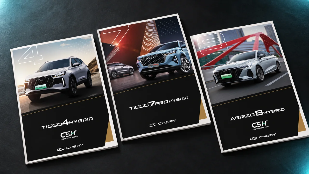 Brochures Chery: Tiggo 4 Hybrid, Tiggo 7 Pro Hybrid y Arrizo 8 CSH