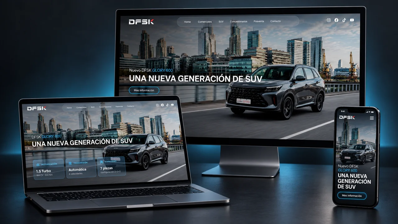 Web de DFSK Argentina en PC, notebook y celular